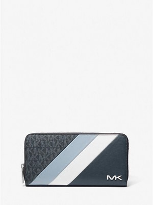 Michael Kors Cooper Logo Stripe And Faux Leren Smartphone Portefeuille Dames Donkerblauw Wit | 843501-QDI